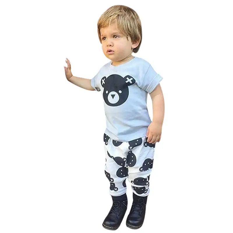 Cartoon Bear Boys Kids Clothes T Shirt Children's T-Shirt Baby Boy's Short Sleeves T Shirts + Long Pants 1