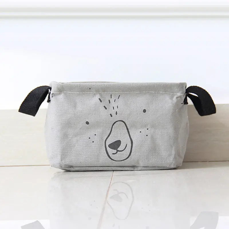 Cartoon Linen Desk Storage Box Holder Home Cotton Organizer Case Jewelry Cosmetic Stationery Sundries Cute Animal Decor 94881 4