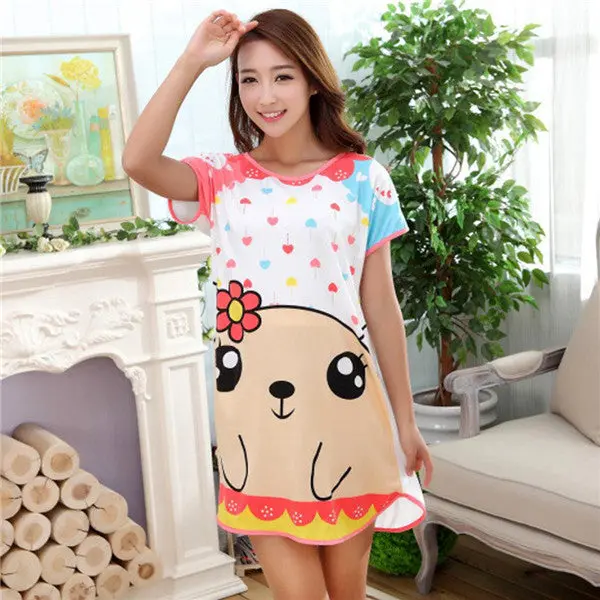 Cartoon Women Sleepwear Pajamas Short Sleeve Sweet Printing Girl Indoor Clothing Sleepwear Pajamas Home Suit 1