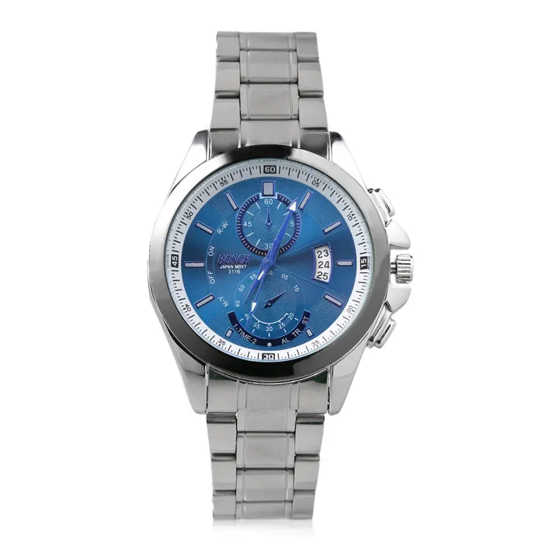 Casual Business Watch Stainless Steel Band Water Resistant Quartz Auto Day Date Wristwatch 2