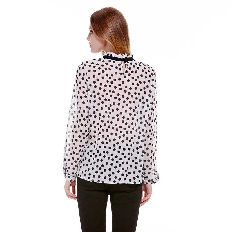 Casual Chiffon Women Blouse Long Sleeve Shirt Women Blusas Femininas Women Tops Fashion Dot Print Blusa 2