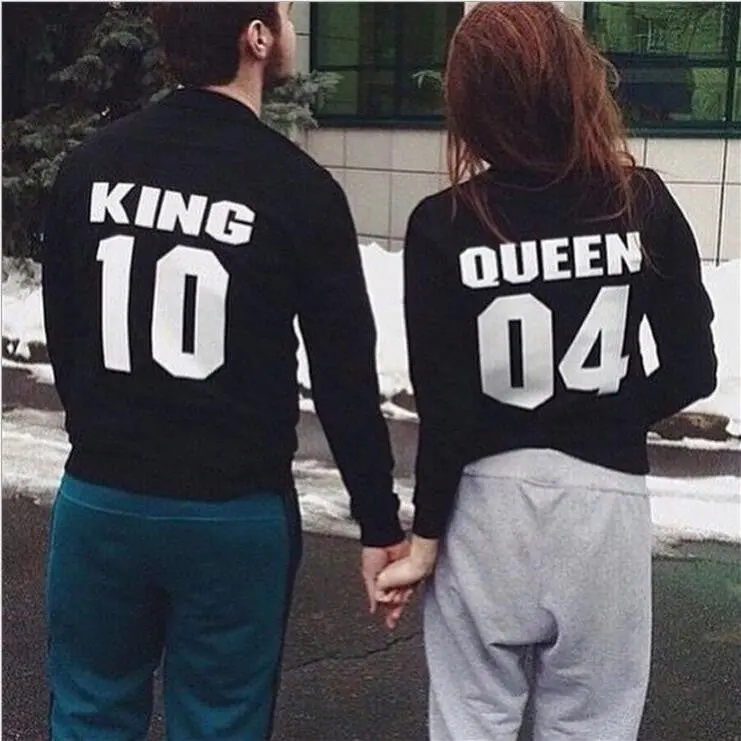 Casual Couple Sweatshirt Pullover Couples Hoodies Sweatshirts Letter Print King And Queen Hoodie Gv289 4