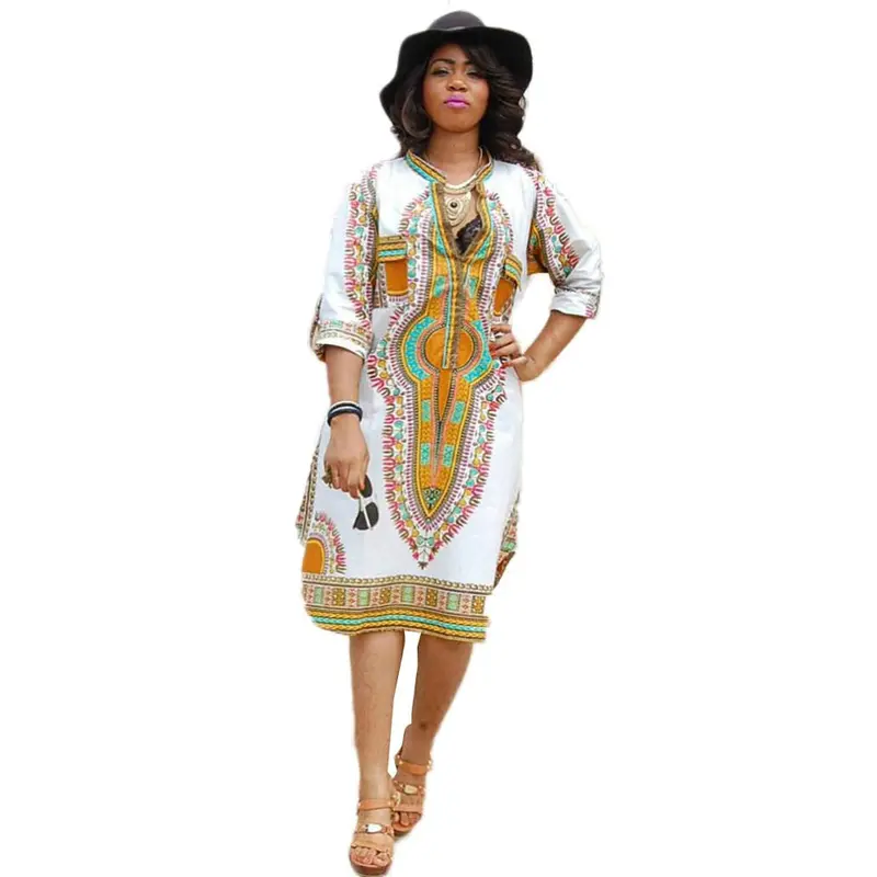 Casual Deep V-Neck Traditional African Print Party Dresses Clothes China Women Dress Casual Vestidos 1