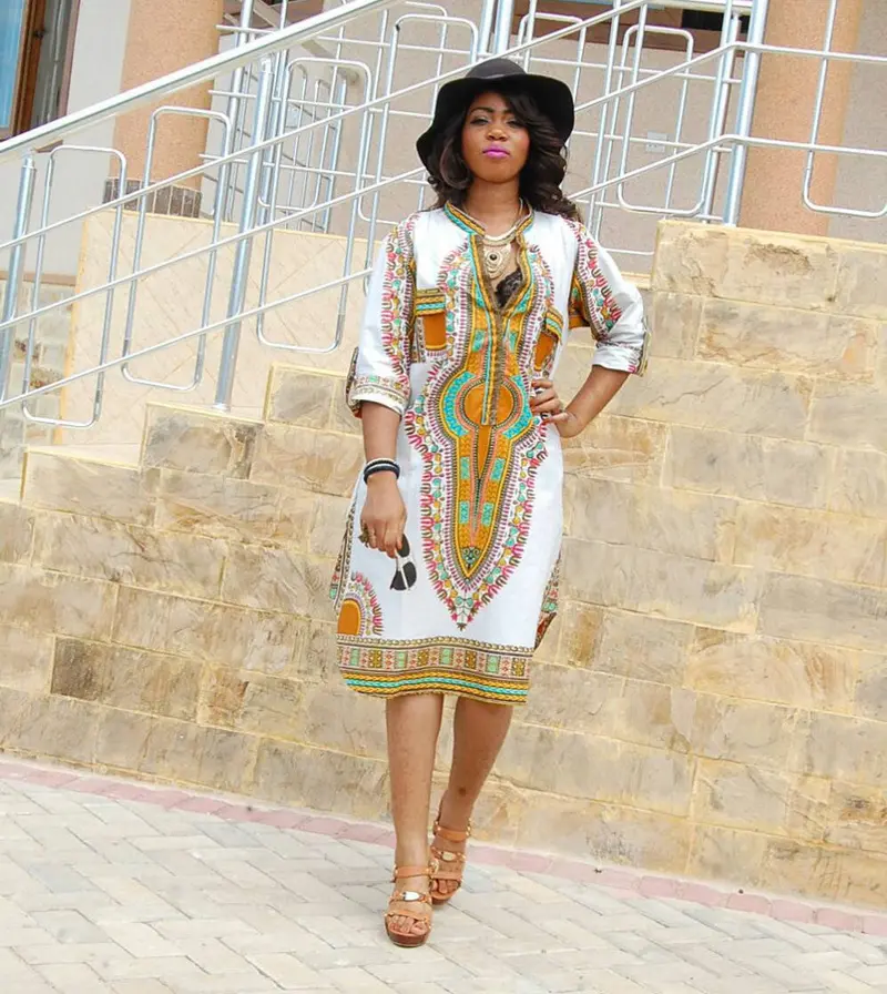 Casual Deep V-Neck Traditional African Print Party Dresses Clothes China Women Dress Casual Vestidos 2