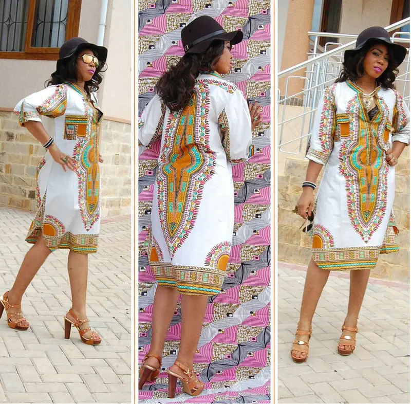 Casual Deep V-Neck Traditional African Print Party Dresses Clothes China Women Dress Casual Vestidos 3