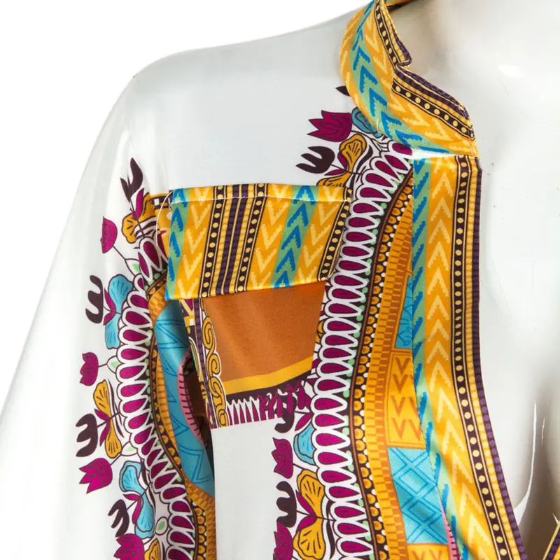 Casual Deep V-Neck Traditional African Print Party Dresses Clothes China Women Dress Casual Vestidos 4