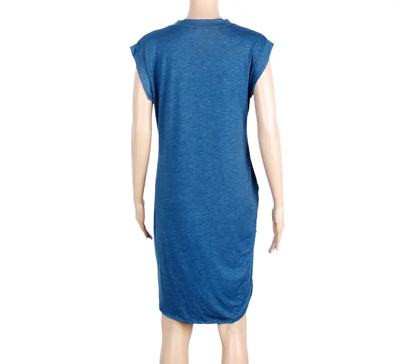Casual Dress Women's Dresses Sexy Sleeveless Knitting Fold Irregular Dress Vestidos Beach Robe 3