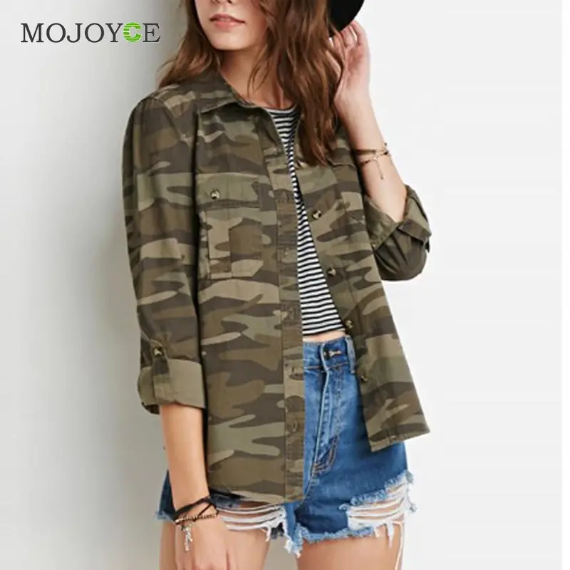 Casual Fashion Jacket Women Camouflage Army Jacket Sheath Outerwear Pocket Vogue Women Coat Cardigan Jaqueta Feminina 1