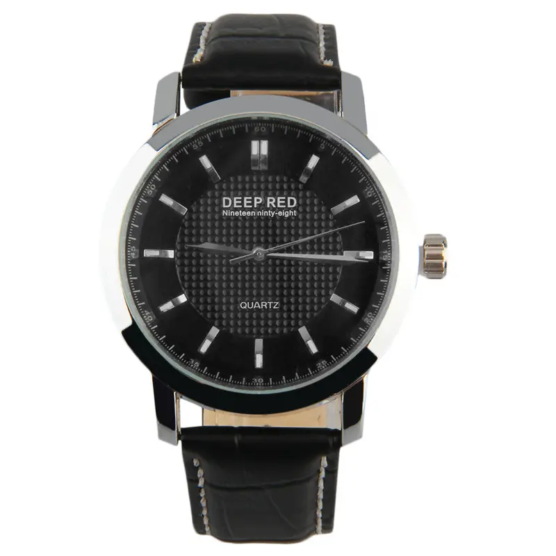 Casual Grid Design Analog Quartz Pu Leather Strap Wrist Watch Relogio Femininowatchwith Blackdark Brown Color 1