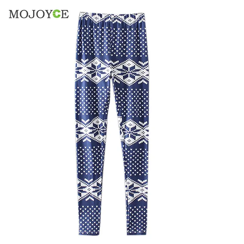 Casual Leaves Geometry Print Reindeer Fully Lined Leggings Women Girls Stretchy Vintage Slim Skinny Pencil Pants Plus Size S-Xl 5