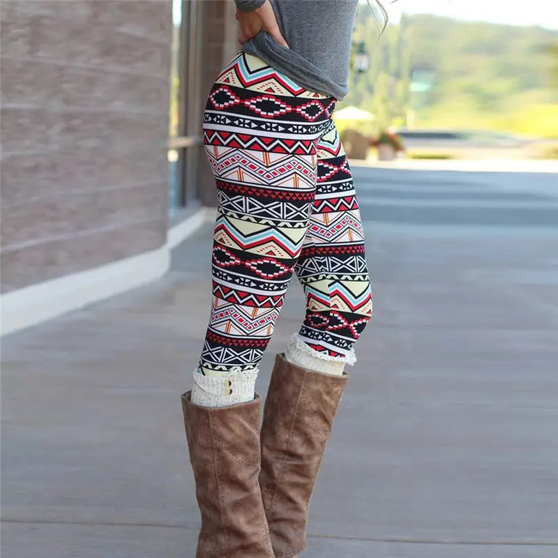 Casual Leggings Women Lady Skinny Geometric Print Stretchy Jegging Pants Slim Leggings Fast Shipping Feida 4