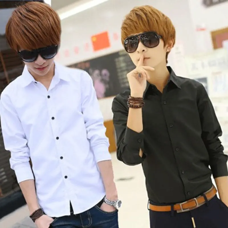 Casual Leisure Luxury Long Sleeve Mens Casual Slim Fit Stylish Shirts 1