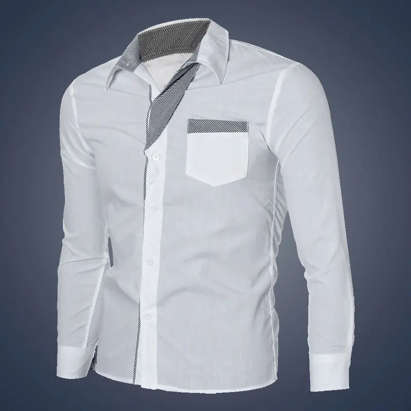 Casual Mens Luxury Long Sleeve Casual Slim Fit Stylish Dress Shirts 1