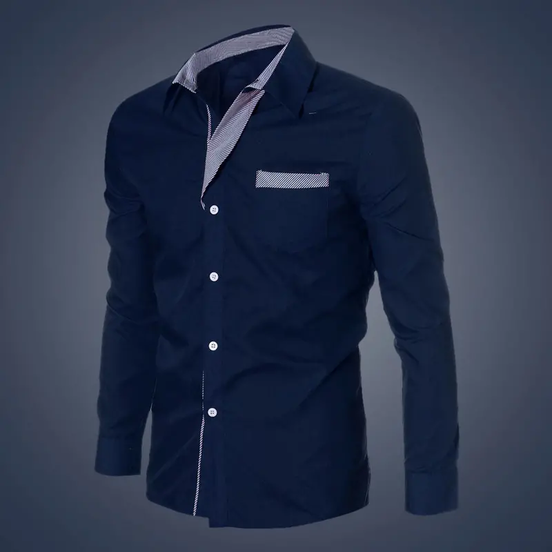 Casual Mens Luxury Long Sleeve Casual Slim Fit Stylish Dress Shirts 2