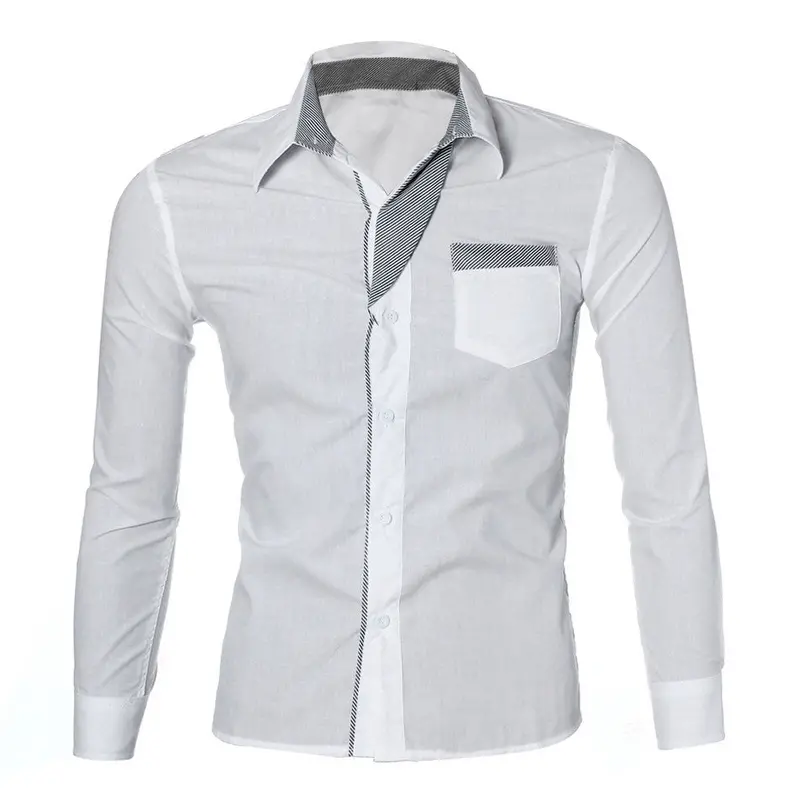 Casual Mens Luxury Long Sleeve Casual Slim Fit Stylish Dress Shirts 5