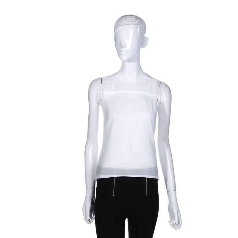 Casual Patchwork Chiffon Mesh Sleeveless Vest Loose T Shirts Blouse O Neck Tops 1