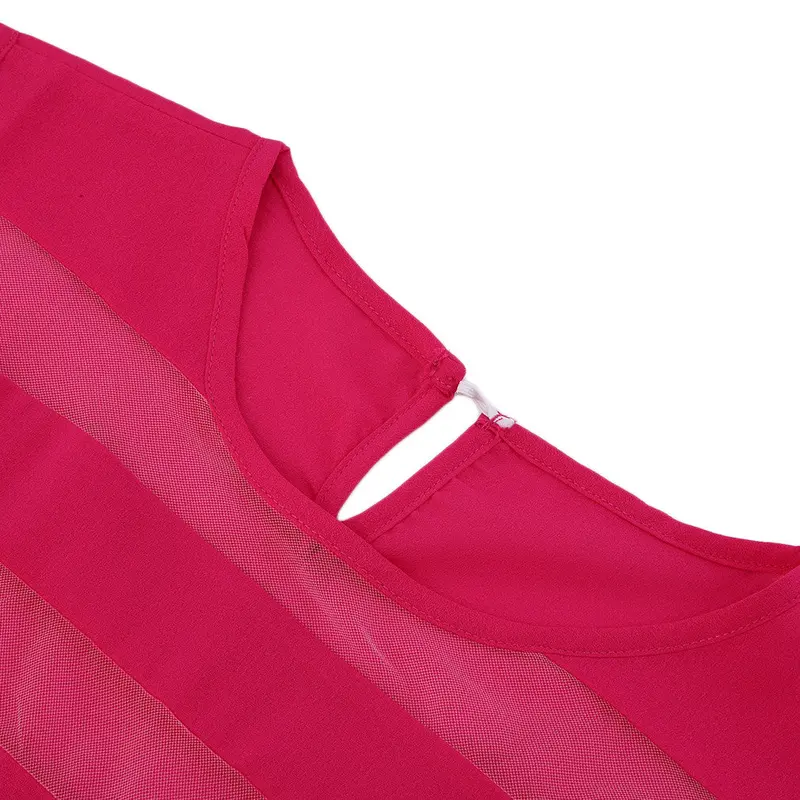 Casual Patchwork Chiffon Mesh Sleeveless Vest Loose T Shirts Blouse O Neck Tops 9