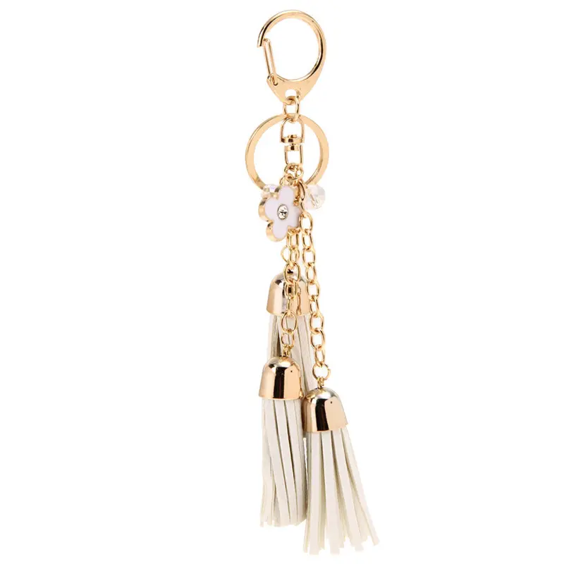 Casual Pu Tassels Women Keychain Bag Pendant Alloy Car Key Chain Ring Holder Retro Jewelry For Women 1