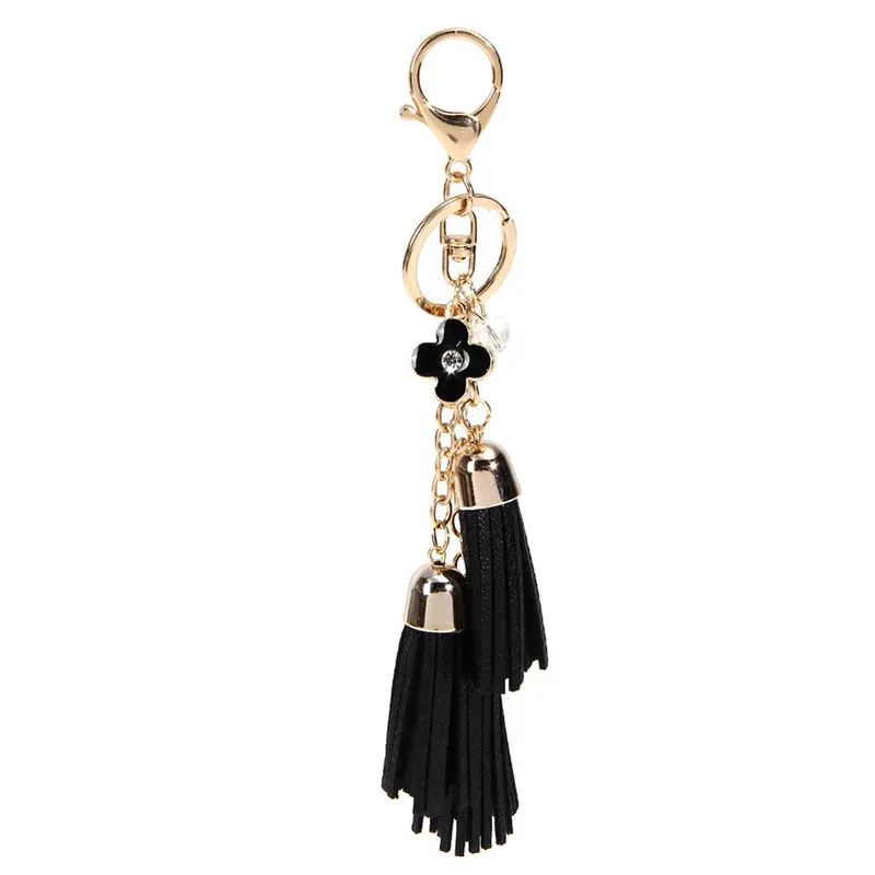 Casual Pu Tassels Women Keychain Bag Pendant Alloy Car Key Chain Ring Holder Retro Jewelry For Women 2