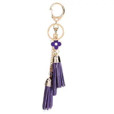 Casual Pu Tassels Women Keychain Bag Pendant Alloy Car Key Chain Ring Holder Retro Jewelry For Women 4