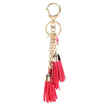 Casual Pu Tassels Women Keychain Bag Pendant Alloy Car Key Chain Ring Holder Retro Jewelry For Women 5