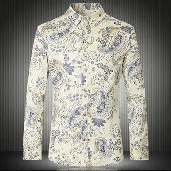 Casual Shirtsslim Fit Large Size Long Sleeved Shirts Camisa Masculina Camisa Hombre Floral Shirts 1