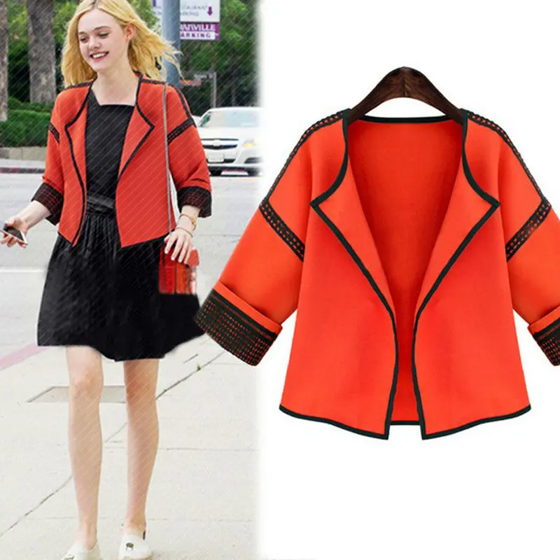 Casual Slim Jacket Women Coat Contrast Color Lace Pattern Jacket Coat British Style Women Jacket 1