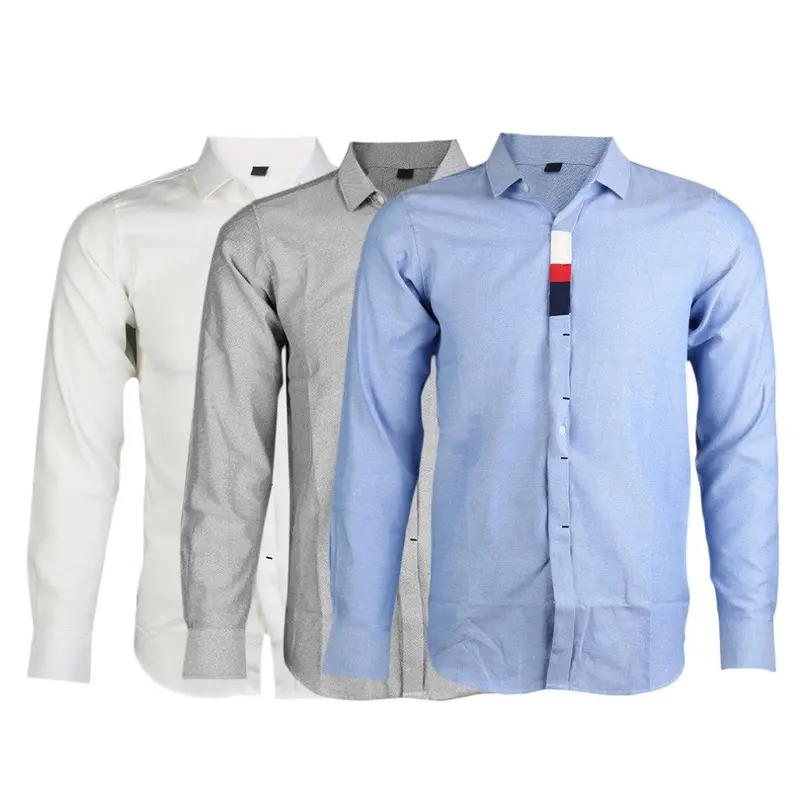 Casual Stylish Casual Slim Fit Silhouette Long Sleeve Dress Shirt Tops Whitegrayblue Mlxlxxlxxxl 4