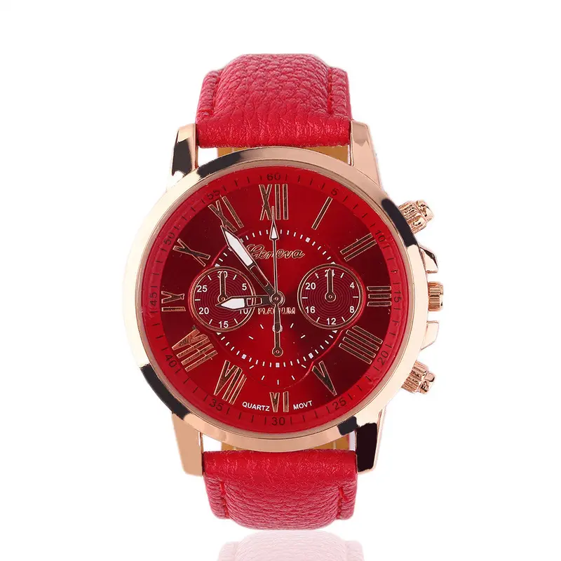 Casual Stylish Numerals Faux Leather Quartz Watch Montre Femme Watches Relojes Mujer 7