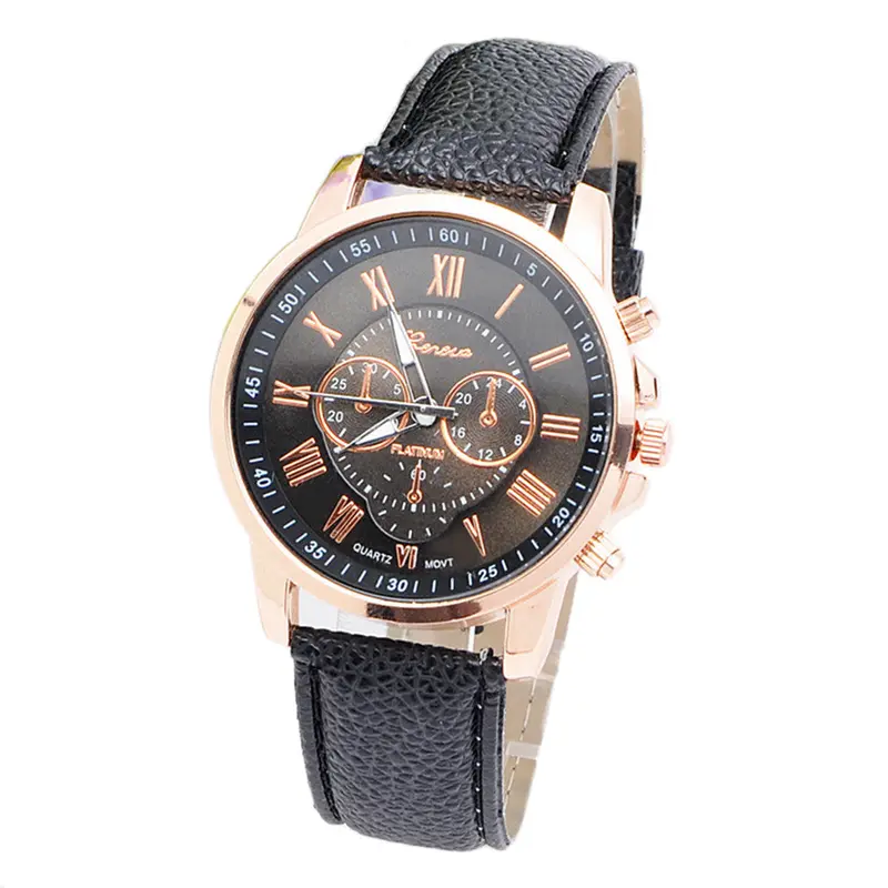 Casual Stylish Ro Numerals Faux Leather Quartz Watch Montre Watches Relojes Mujer 1
