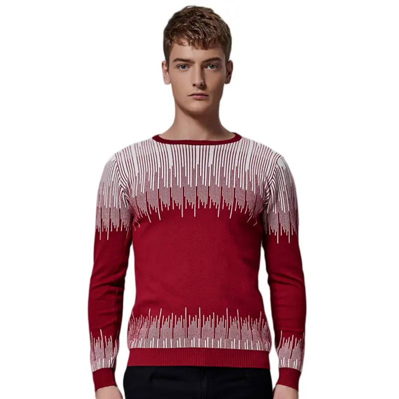 Casual Sweaterfloral Printedprint Design Round Neck Long Sleeve Slim Knitwear Sweaters 1