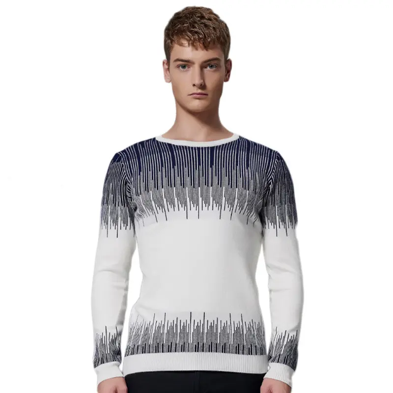 Casual Sweaterfloral Printedprint Design Round Neck Long Sleeve Slim Knitwear Sweaters 5