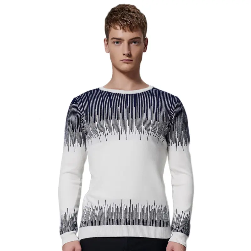 Casual Sweaterfloral Printedprint Design Round Neck Long Sleeve Slim Knitwear Sweaters 6