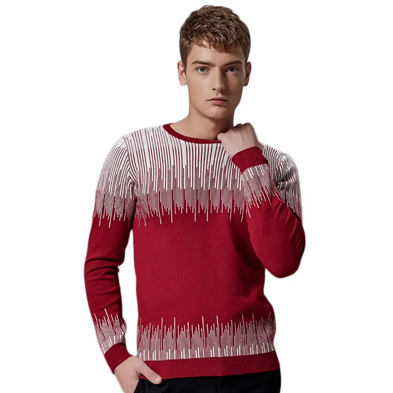 Casual Sweaterfloral Printedprint Design Round Neck Long Sleeve Slim Knitwear Sweaters 7