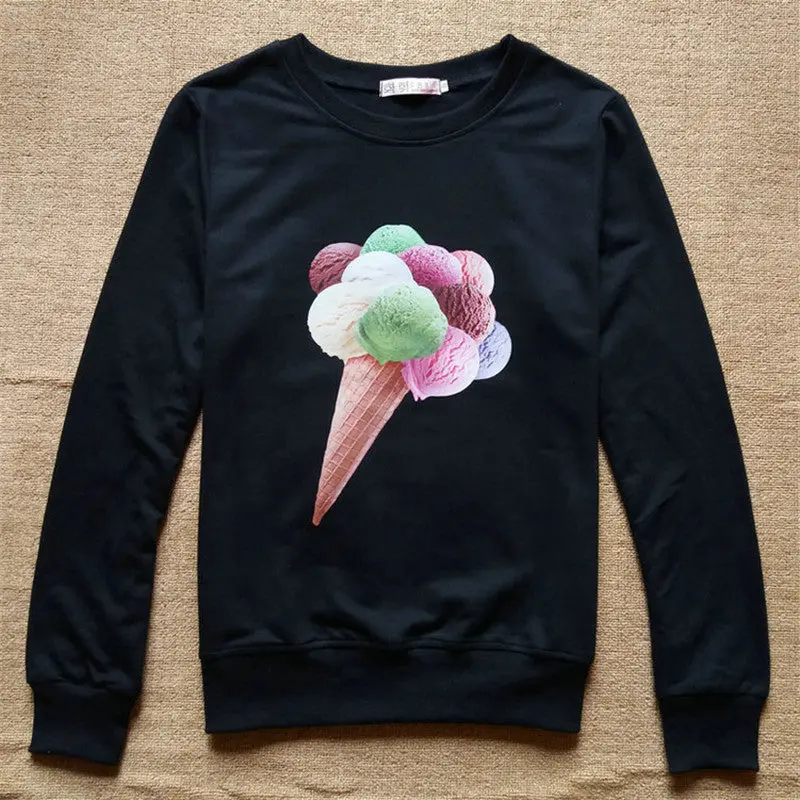 Casual Sweatshirt Women Ice Cream 3D Printed Tracksuits O Neck Long Sleeve Pull Femme Plus Size Tracksuits For Women 1