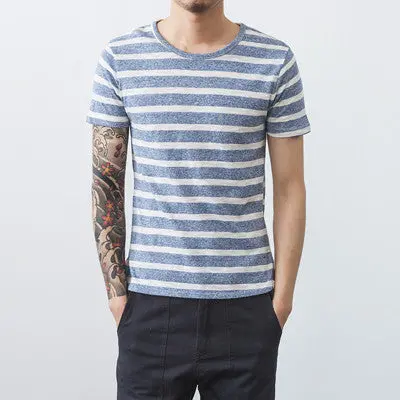 Casual T Shirts Slim Fits Stripped T Shirts Cotton T Shirtssoft M-Xxl 1