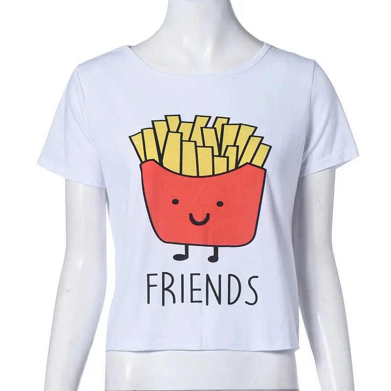 Casual Tops Women Round Neck Best Friends Slogan Print Shirts Short Sleeve Basic Tees Shirt 1
