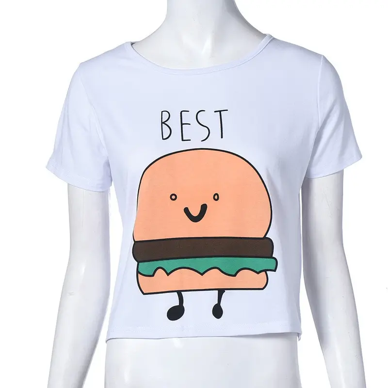 Casual Tops Women Round Neck Best Friends Slogan Print Shirts Short Sleeve Basic Tees Shirt 5