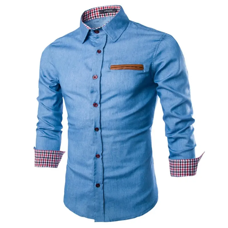 Casual Trendy Style Long Sleeve Turn Down Collar Denim Shirts Able Cotton Stylejeans Shirt Tops 1