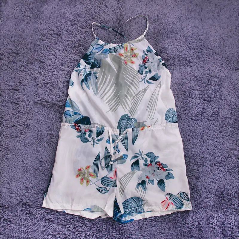 Casual Type Floral Printed Lace Playsuits Lady Sexy Shorts 1
