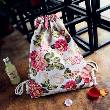 Casual Women Backpack Canvas Korean School Bags Travel Backpacks For Teenage Girls Preppy Style Printing Women Bag 2
