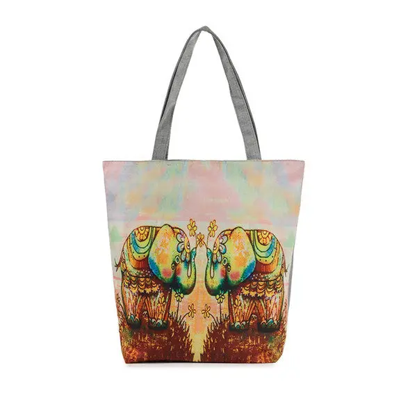 Casual Women Bag Elephant Printing Canvas Hbags Shoulder Shopping Bag Travel Bags Tote Hbag Women Bags Bolsas 1