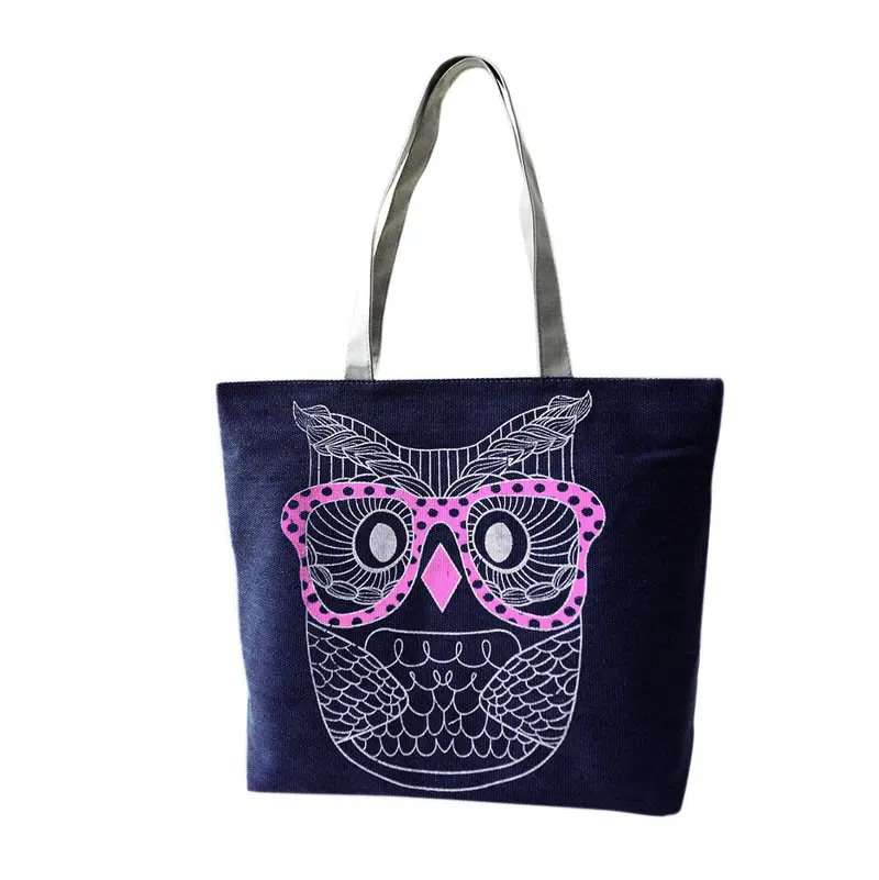 Casual Women Bag Lady Owl Printing Canvas Shoulder Shopping Hbags Bag Travel Bags Tote Hbag Women Bags Bolsas 1