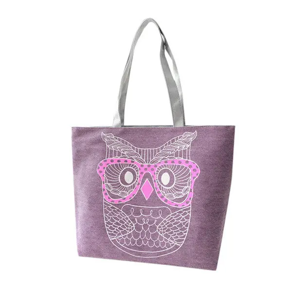 Casual Women Bag Lady Owl Printing Canvas Shoulder Shopping Hbags Bag Travel Bags Tote Hbag Women Bags Bolsas 3