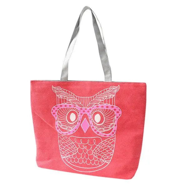 Casual Women Bag Lady Owl Printing Canvas Shoulder Shopping Hbags Bag Travel Bags Tote Hbag Women Bags Bolsas 4