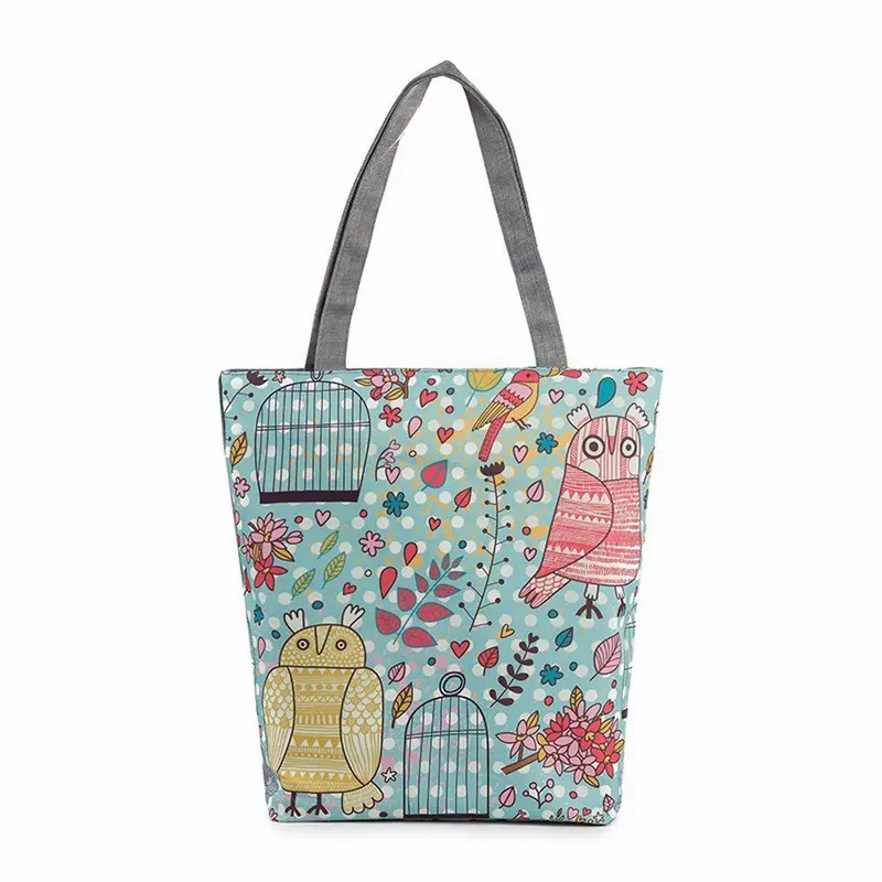 Casual Women Bag Owl Painting Canvas Hbags Shoulder Shopping Bag Travel Bags Tote Hbag Women Bags Bolsas 2