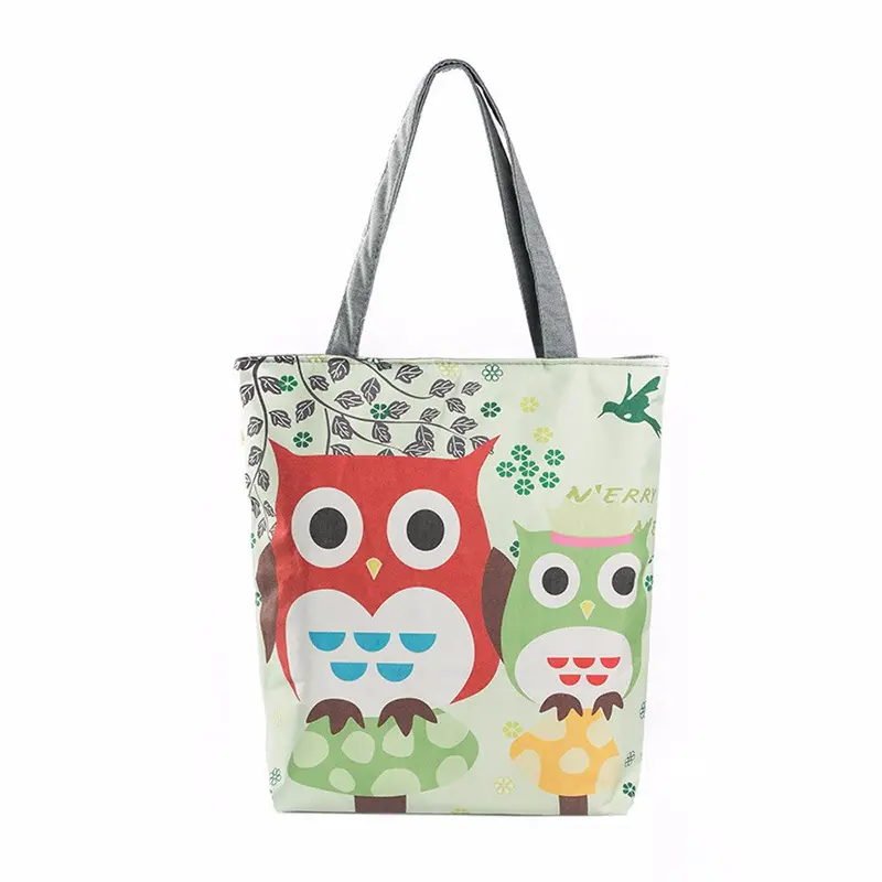 Casual Women Bag Owl Printed Cat Hbags Shoulder Shopping Bag Travel Bags Canvas Tote Hbag Women Bags Bolsas 1