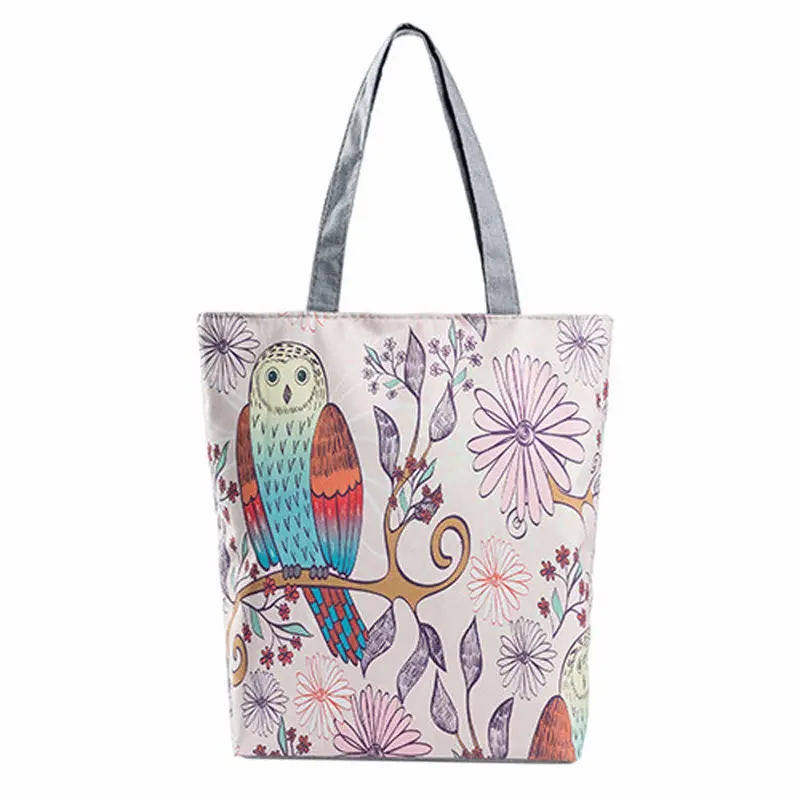 Casual Women Bag Owl Printed Cat Hbags Shoulder Shopping Bag Travel Bags Canvas Tote Hbag Women Bags Bolsas 5