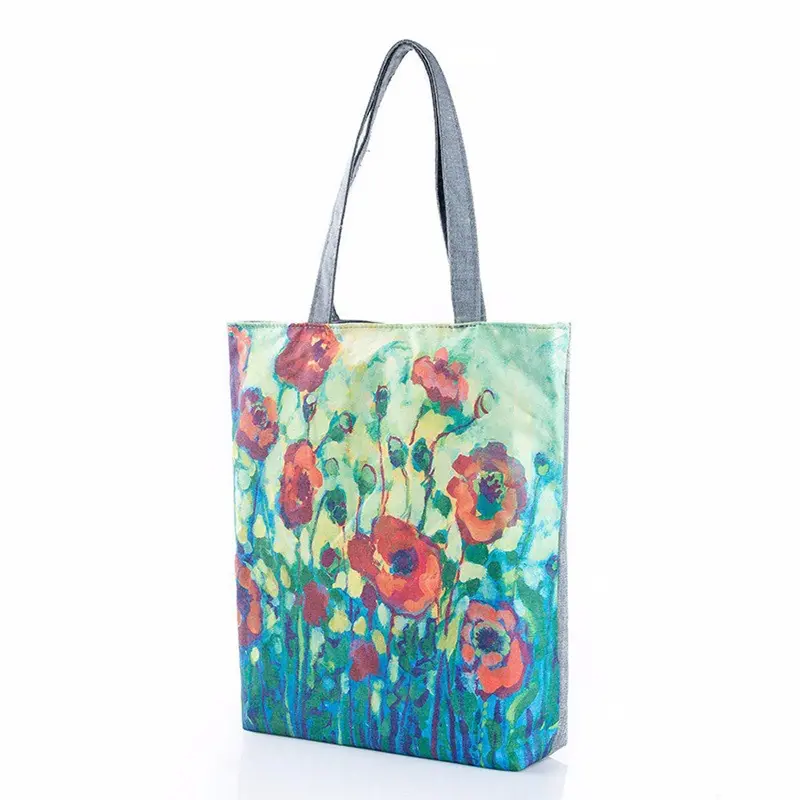 Casual Women Bag Painting Flowers Canvas Hbags Shoulder Shopping Bag Travel Bags Tote Hbag Women Bags Bolsas 1