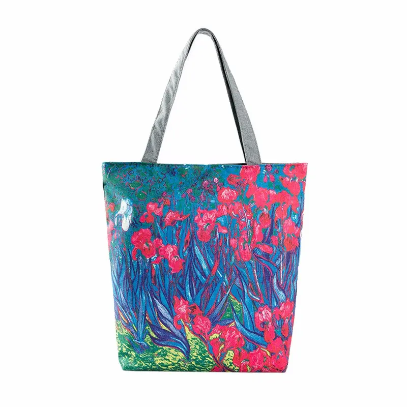 Casual Women Bag Painting Flowers Canvas Hbags Shoulder Shopping Bag Travel Bags Tote Hbag Women Bags Bolsas 2